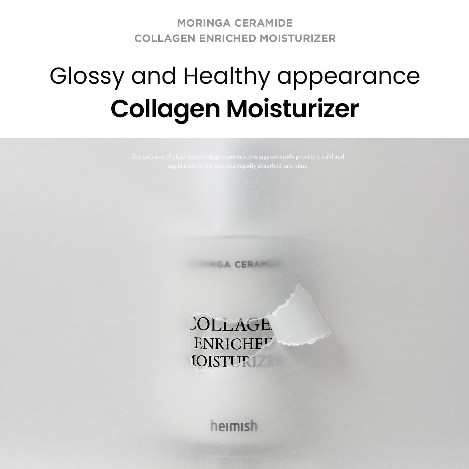 HEIMISH Moringa Ceramide Collagen Enriched Moisturizer - Hydrating, Nourishing, Plumping, Anti-aging Essence, Lightweight Emulsion with Ceramides, Collagen, For All Skin Types, 4.1fl.oz/120ml