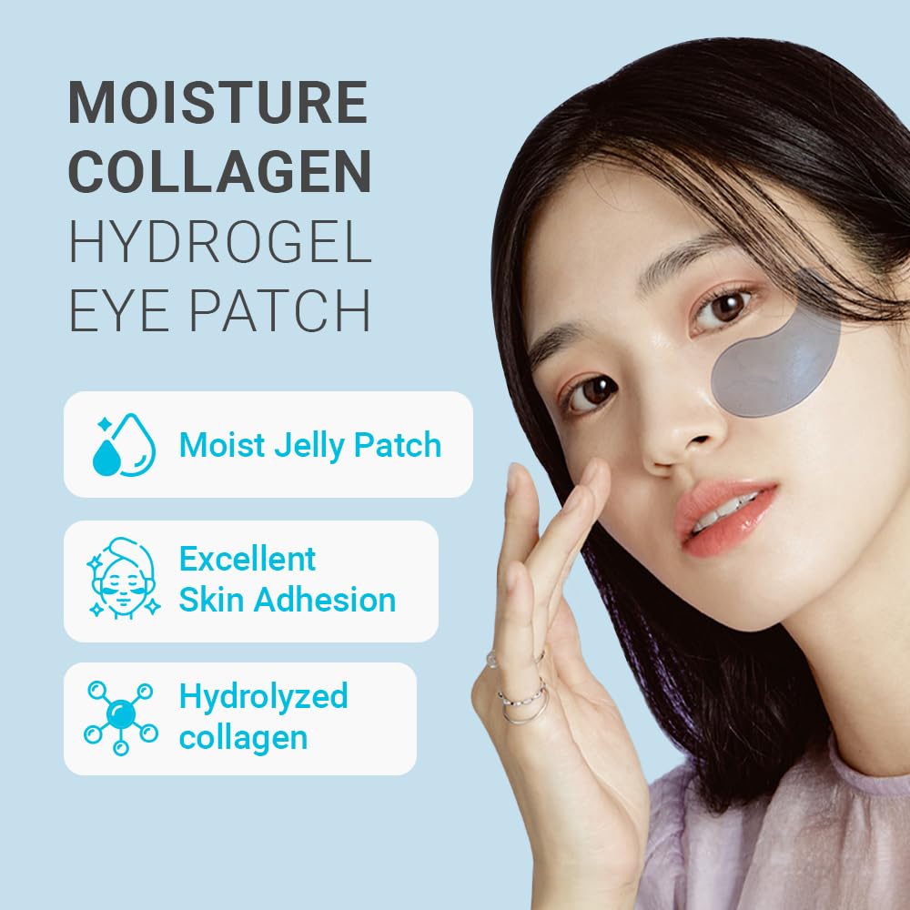 tenzero Moisture Collagen Hydrogel Eye Patch 60 Patches (90g), Collagen Treatments for Puffy Eye, Dark Circles, Fine Lines, Revitalizing, Hydrating Eye Pads, Korean Under Eye Masks Skincare