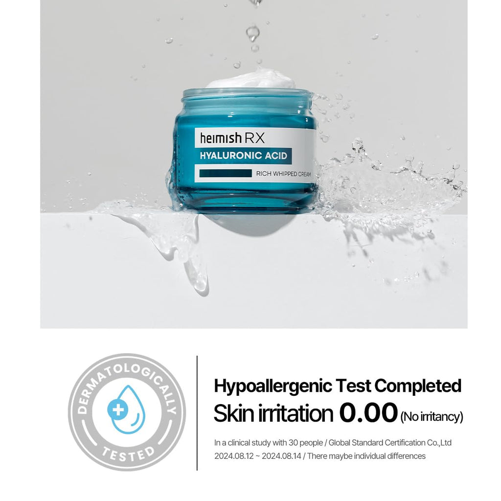 HEIMISH RX Hyaluronic Acid Rich Whipped Cream - Deep Moisturizer for Sensitive and Dry Skin, Daily Face Cream, Lightweight, with Hyaluronic Acid, Panthenol, Korean Skincare, 50ml (1.69 fl. oz)