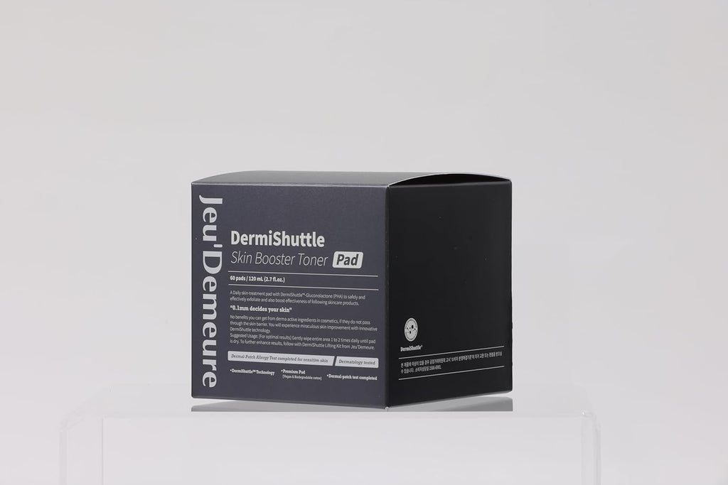 JEU'DEMEURE DermiShuttle Skin Booster PHA Premium Toner Pads, Exfoliating, Minimizing Pores, Dead Skin & Blackheads,100% Cotton Facial Pad, For Sensitive Skin, Korean Skin Care, 60 Pads 2.7 fl.oz