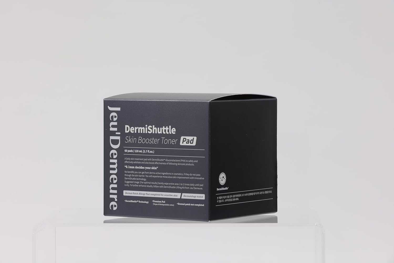 JEU'DEMEURE DermiShuttle Skin Booster PHA Premium Toner Pads, Exfoliating, Minimizing Pores, Dead Skin & Blackheads,100% Cotton Facial Pad, For Sensitive Skin, Korean Skin Care, 60 Pads 2.7 fl.oz