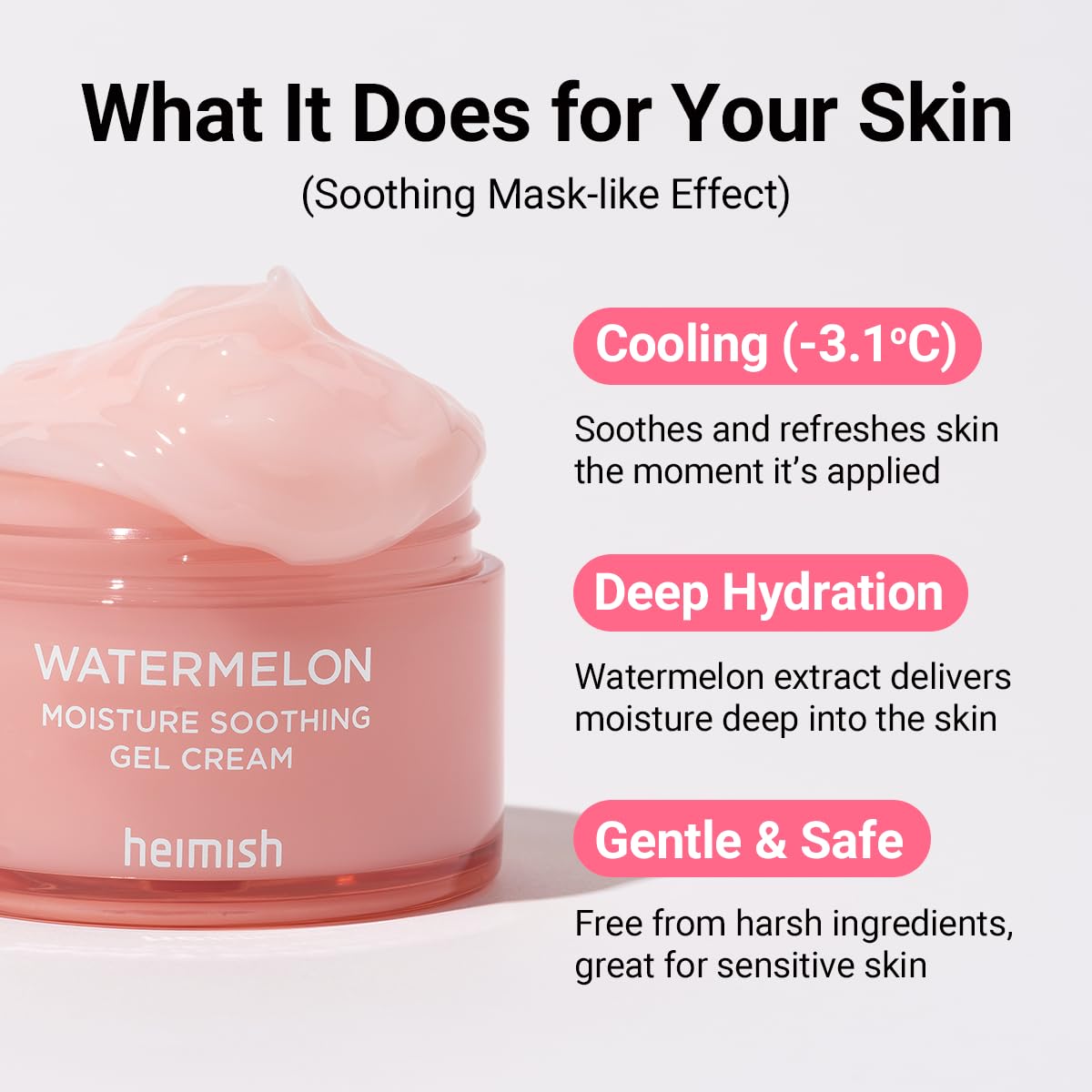 HEIMISH Watermelon Moisture Soothing Gel Cream - Hydrating, Cooling & Soothing, Plumping Facial Cream, Daily Face Moisturizer with Watermelon Extract, Lightweight, Fast-absorbing, 3.7fl.oz/110ml