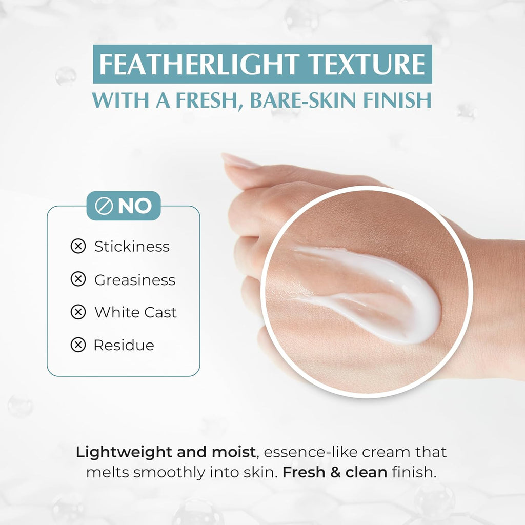 JEU'DEMEURE Anti-Aging SPF 50 Face Moisturizing Sunscreen Lotion with Broad Spectrum, Melatonin, Lightweight, Non-Sticky, Sun Essence for Sensitive Skin, 1.69 fl oz