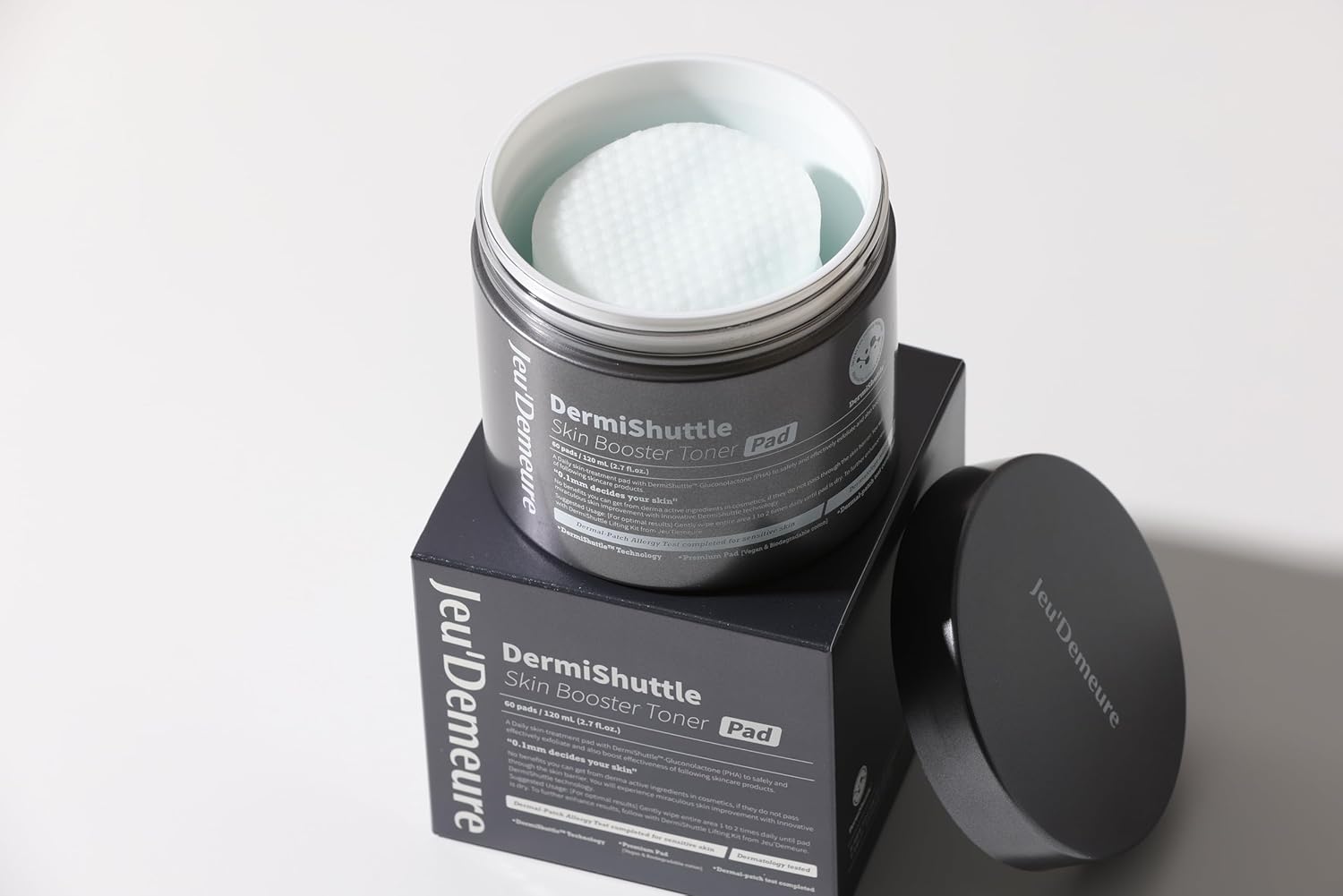 JEU'DEMEURE DermiShuttle Skin Booster PHA Premium Toner Pads, Exfoliating, Minimizing Pores, Dead Skin & Blackheads,100% Cotton Facial Pad, For Sensitive Skin, Korean Skin Care, 60 Pads 2.7 fl.oz