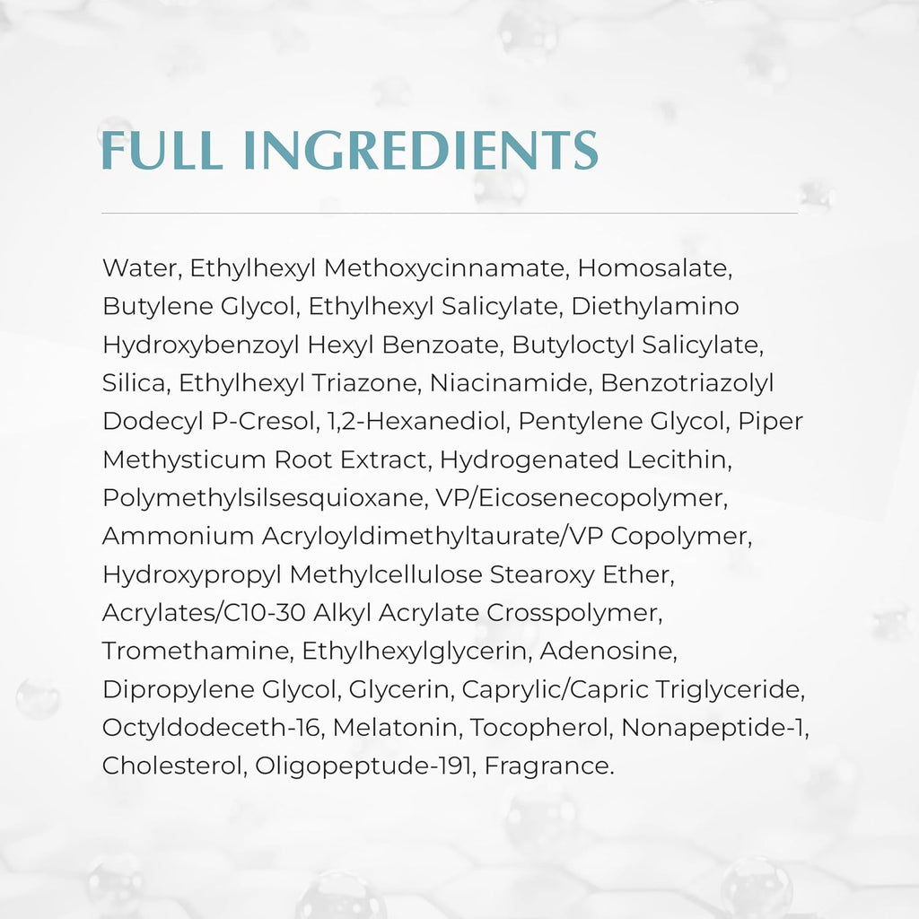 JEU'DEMEURE Anti-Aging SPF 50 Face Moisturizing Sunscreen Lotion with Broad Spectrum, Melatonin, Lightweight, Non-Sticky, Sun Essence for Sensitive Skin, 1.69 fl oz